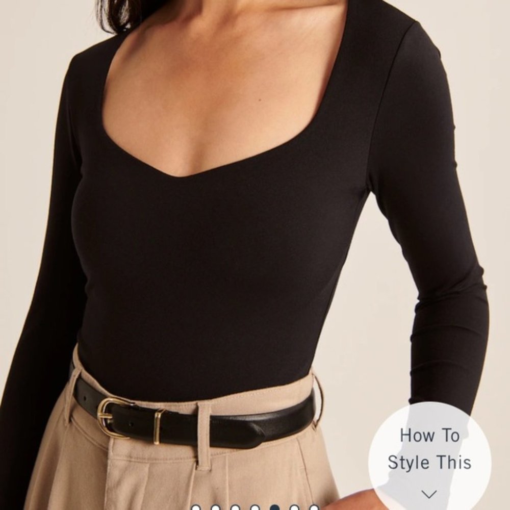 Abercrombie Black Long Sleeve Bodysuit